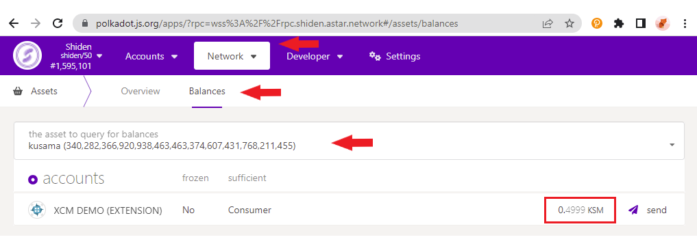 Viewing KSM balance on Shiden Network
